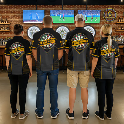 Personalized Yellow Dart Team Shirt for Women Custom Dart Jersey Polo & 1/4-Zip Dartboard Outfit DHT16