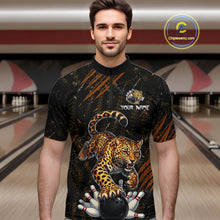 Load image into Gallery viewer, Custom Leopard Bowling Shirt for Men Bowling Team Jersey Polo &amp; Quarter-Zip Bowling Performance QZT983