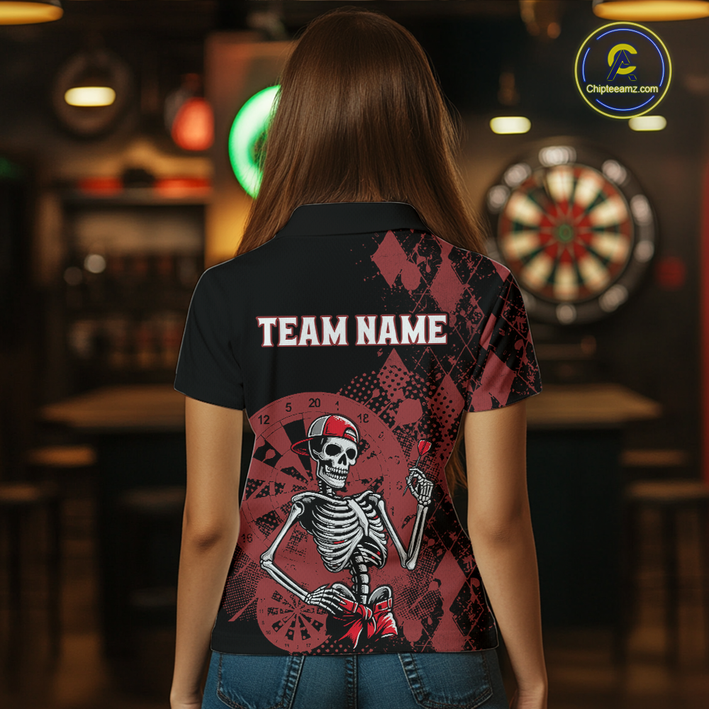 Custom Black & Red Dart Shirts for Team Polo & Quarter-Zip Dart Jersey for Women Dart Outfit DHT25