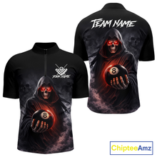 Load image into Gallery viewer, Custom Grim Reaper Billiard Shirts for Men 8 Ball Pool Shirt Polo &amp; Quarter-Zip Billiard Jersey Unisex BHT7