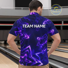 Load image into Gallery viewer, Custom Neon Purple Star Bowling Shirt for Men Bowling Jersey Polo &amp; Quarter-Zip QZT1025