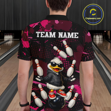 Load image into Gallery viewer, Custom Pink Funny Duck Bowling Shirt for Men Bowling Jersey Polo &amp; 1/4 Zip Bowling Outfit QZT943