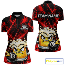 Load image into Gallery viewer, Custom Red Funny Beer Billiard Shirt for Women Billiard Jersey 8 Ball Pool Shirt Outfit BHT23