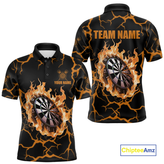 Custom Orange Flame Dart Shirt for Men Dart Jersey for Team Dart Gift Polo & 1/4 Zip DHT7