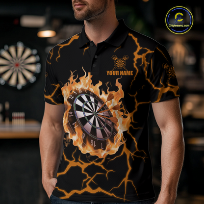 Custom Orange Flame Dart Shirt for Men Dart Jersey for Team Dart Gift Polo & 1/4 Zip DHT7