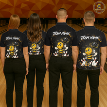 Load image into Gallery viewer, Black &amp; Gold Funny Bee Bowling Shirt for Women Custom Bowling Team Jersey League Polo &amp; 1/4-Zip QZT1008