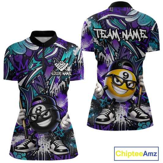 Purple teal quarter-zip jersey with cartoon character design and 'Chiptee Amz' branding.