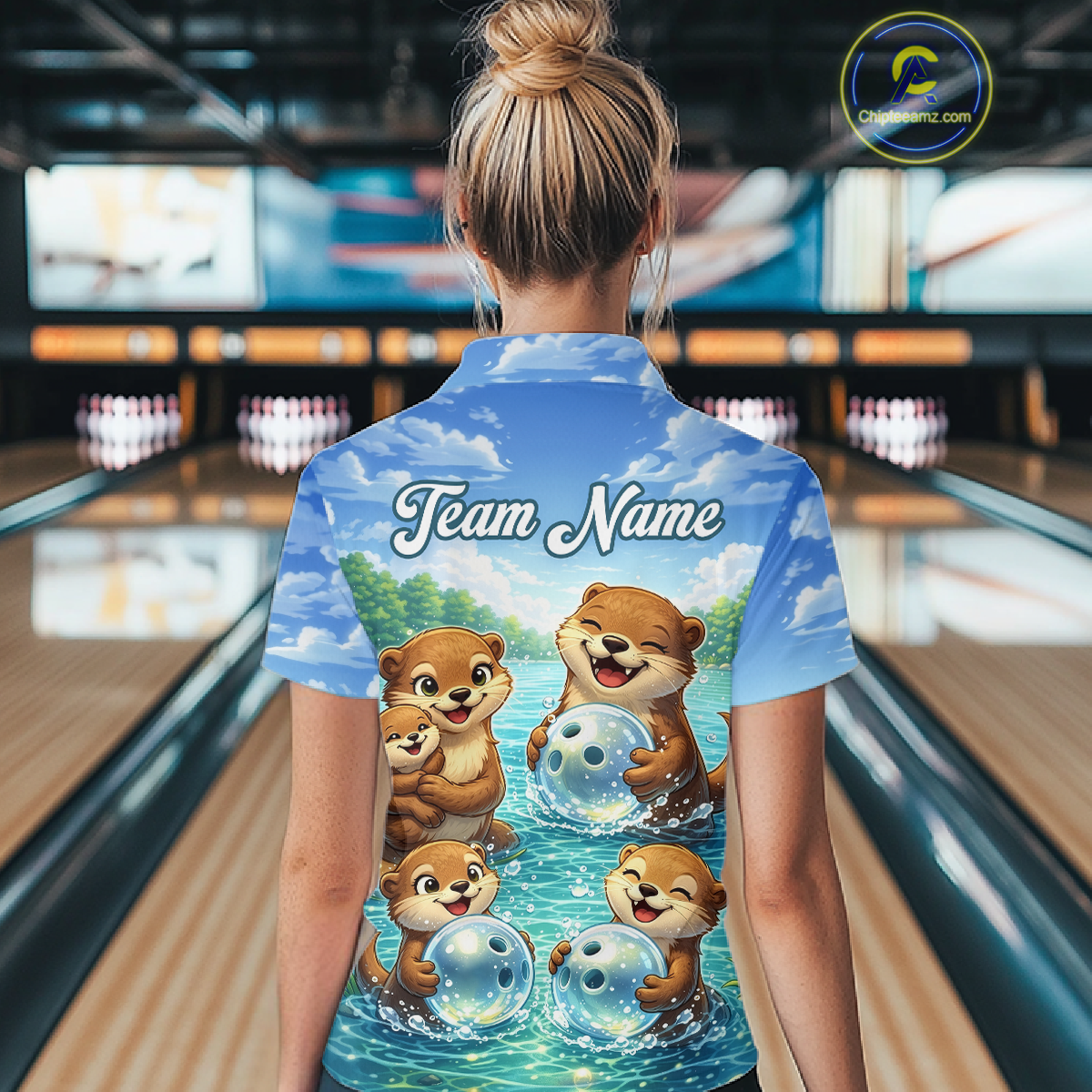 Custom Funny Otter Family Bowling Shirt DNA Bowling League Polo & 1/4-Zip Bowling Outfit for Women QZT933