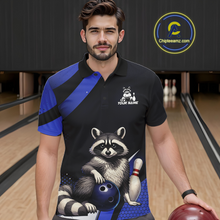 Load image into Gallery viewer, Custom Blue Ugly Raccoon Bowling Shirt for Men Bowling League Polo &amp; Quarter-Zip Gift QZT853