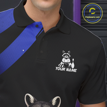 Load image into Gallery viewer, Custom Blue Ugly Raccoon Bowling Shirt for Men Bowling League Polo &amp; Quarter-Zip Gift QZT853