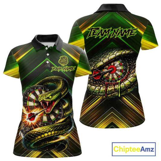 Yellow & Green Cobra Snake Dart Shirts for Women Custom Dart Team Jersey Polo & 1/4-Zip Dart Outfit DHT22
