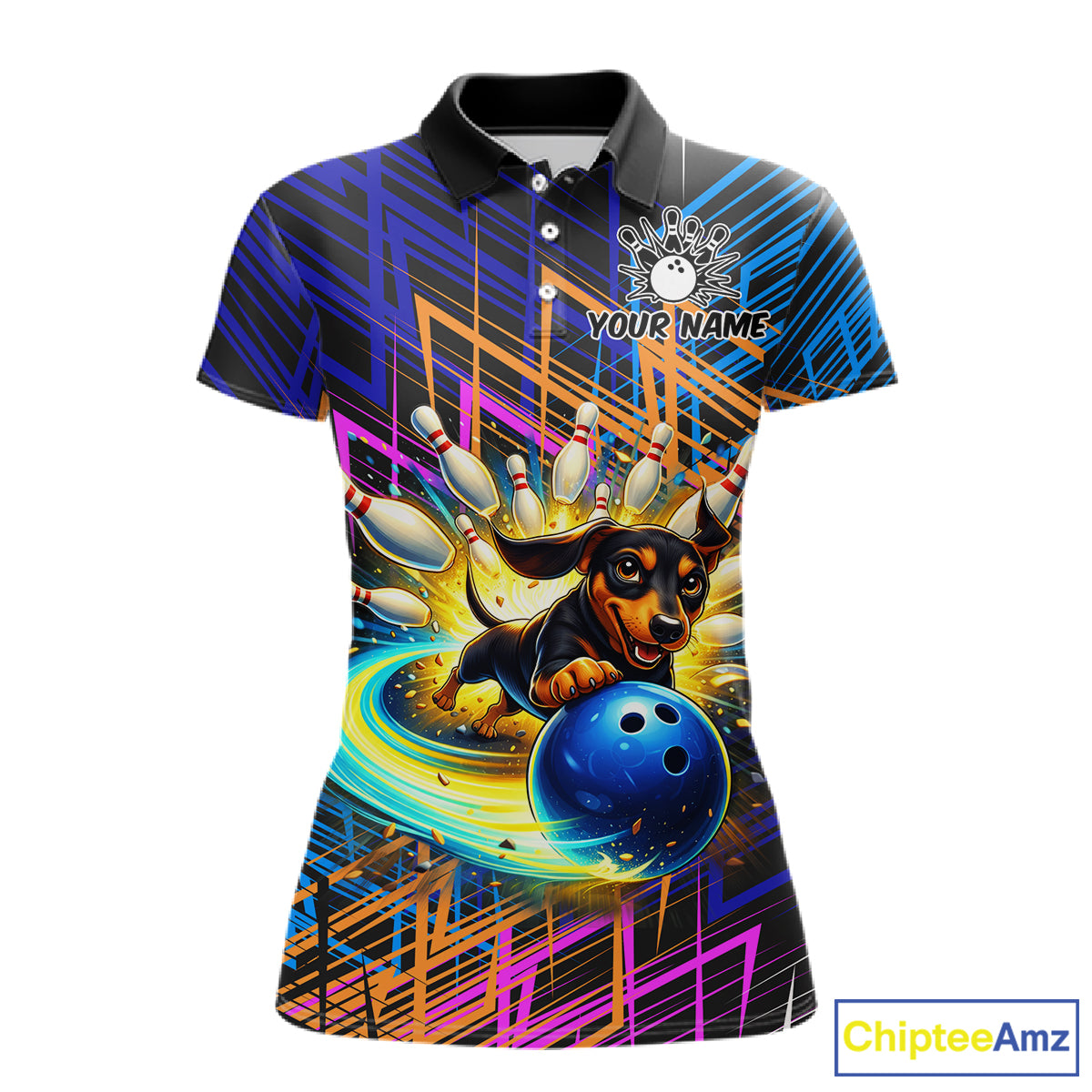 Funny Dachshund Bowling Shirt Custom Bowling Team Jersey for Women Polo & 1/4-Zip Bowling Outfit QZT941
