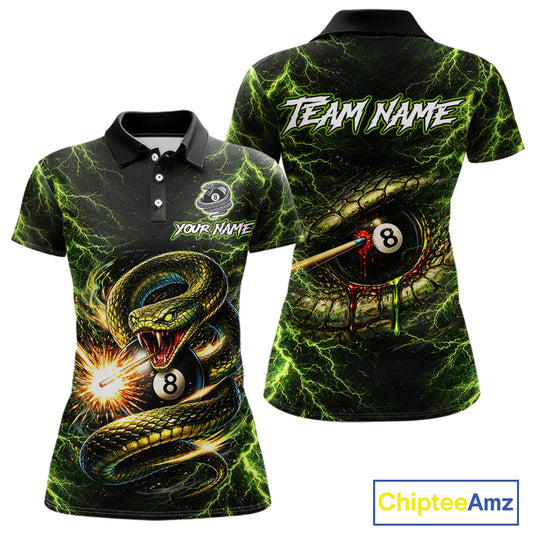 Custom Green Cobra Snake Billiard Jersey for Women 8 Ball Billiard Shirt for Team Polo & 1/4 Zip BHT8