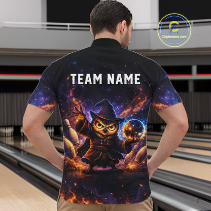 Custom Witch Owl Bowling Team Shirt Funny Bowling League Jersey Outfit for Men QZT864