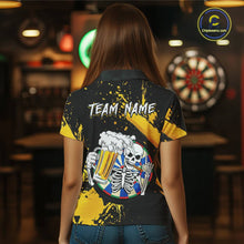 Load image into Gallery viewer, Custom Yellow Skeleton Dart Jersey for Team Polo &amp; 1/4 Zip Beer Dartboard Shirts Dart Jerseys Gift for Women DHT3