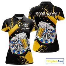Load image into Gallery viewer, Custom Yellow Skeleton Dart Jersey for Team Polo &amp; 1/4 Zip Beer Dartboard Shirts Dart Jerseys Gift for Women DHT3