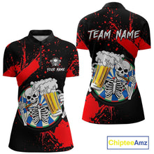 Load image into Gallery viewer, Custom Red Skeleton Dart Jersey for Team Polo &amp; 1/4 Zip Beer Dartboard Shirts Dart Jerseys Gift for Women DHT3