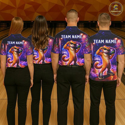 Custom Graffiti Funny Cat Bowling Shirt for Men Bowling League Jersey Polo & Quarter-Zip Bowling Outfit QZT919