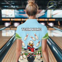 Load image into Gallery viewer, Personalized Funny Duck Bowling Team Shirt for Women Bowling Jersey Performance Polo &amp; 1/4-Zip QZT45