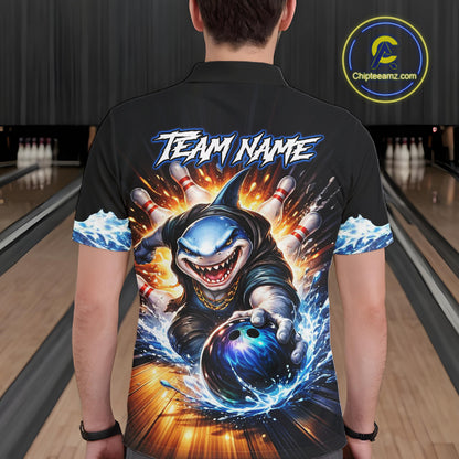 Personalized Funny Shark Bowling Team Shirt Bowling Jersey for Men Polo & Quarter-Zip QZT948