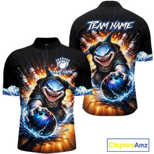 Load image into Gallery viewer, Personalized Funny Shark Bowling Team Shirt Bowling Jersey for Men Polo &amp; Quarter-Zip QZT948