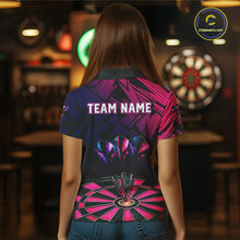 Load image into Gallery viewer, Personalized Pink Dart Shirt for Women Team Dart Jersey Dartboard Shirt Polo &amp; Quarter-Zip DHT12
