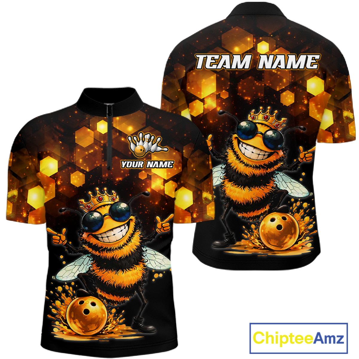 Funny Bee Bowling Shirt for Men Custom Bowling Team Jersey Bowling Outfit Polo & Quarter-Zip QZT952