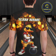 Load image into Gallery viewer, Custom Black &amp; Gold Funny Duck Bowling Shirt for Men Bowling Jersey League for Couples QZT872