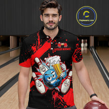 Load image into Gallery viewer, Custom Red Funny Beer Bowling Shirt for Men Bowling League Jersey Polo 1/4 Zip Bowling Outfit QZT822