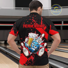 Load image into Gallery viewer, Custom Red Funny Beer Bowling Shirt for Men Bowling League Jersey Polo 1/4 Zip Bowling Outfit QZT822
