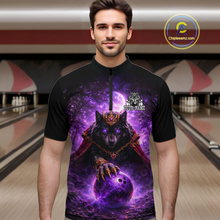 Load image into Gallery viewer, Personalized Night Realm King Wolf Bowling Shirt Crown Bowling Jersey for Men QZT961