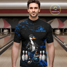 Load image into Gallery viewer, Personalized Blue Funny Goose Bowling Team Shirt for Men Bowling League Jersey Polo &amp; 1/4-Zip QZT877