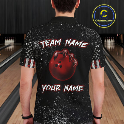 Custom American Flag Bowling Shirt Tiger Bowling Jersey League Polo & 1/4 Zip Bowling for Men QZT835