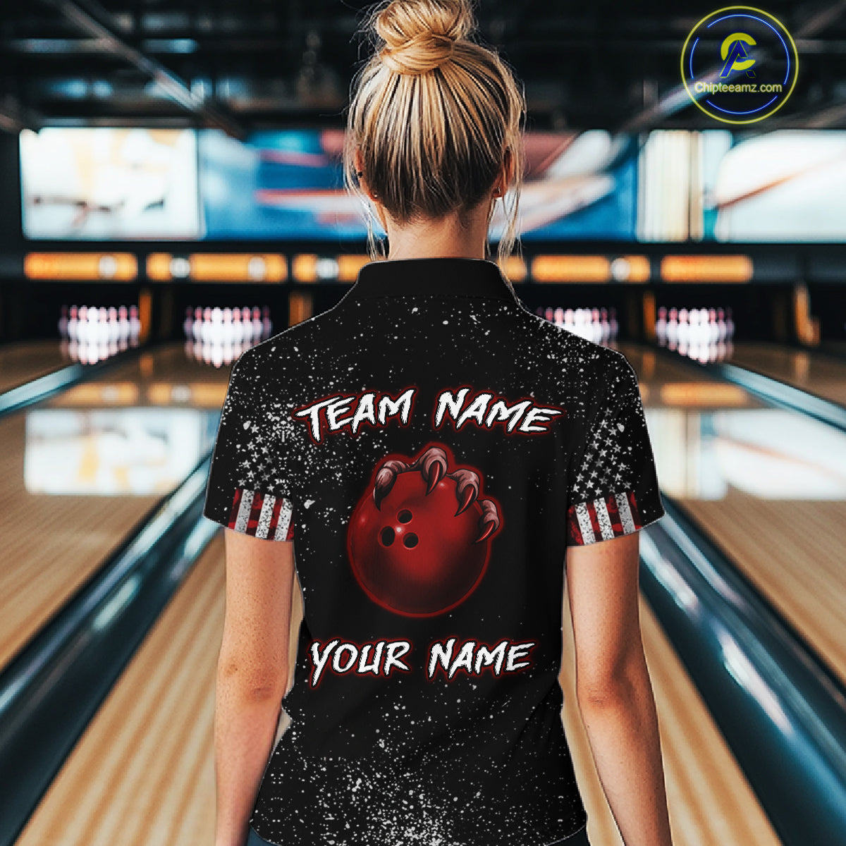 Custom American Flag Bowling Shirt Tiger Bowling Jersey League Polo & 1/4 Zip Bowling for Women QZT835