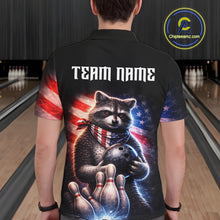 Load image into Gallery viewer, Custom American Flag Raccoon Bowling Shirt Bowling Jersey for Men Patriotic Bowling Polo &amp; 1/4-Zip QZT974