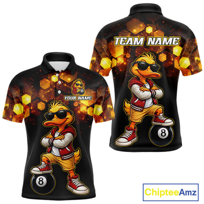 Custom Black & Gold Funny Duck Billiard Shirt for Men Billiard Jersey League 8 Ball Pool for Couples BHT14