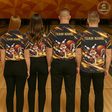 Load image into Gallery viewer, Back &amp; Gold Squirrel Bowling Team Shirt for Women Custom Funny Bowling Jersey Polo &amp; 1/4-Zip QZT980