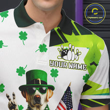 Load image into Gallery viewer, Custom Green Funny Golden Retriever Dog Bowling Shirt Samrock Pattern Bowling St. Patrick Day for Men QZT936