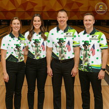 Load image into Gallery viewer, Custom Green Funny Golden Retriever Dog Bowling Shirt Samrock Pattern Bowling St. Patrick Day for Women QZT936