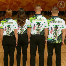Load image into Gallery viewer, Custom Green Funny Golden Retriever Dog Bowling Shirt Samrock Pattern Bowling St. Patrick Day for Women QZT936