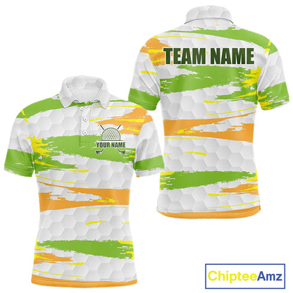 Mens Golf Polo Shirt Custom Name Green Pattern Golf Shirts Custom Golf Clubs For Team Golf Top NHN0020