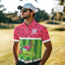 Load image into Gallery viewer, Funny Watermelon Polo Shirt, Mens Golf Polo Shirts Custom Tropical Pattern, Flamingo Golf Shirts NHN0183
