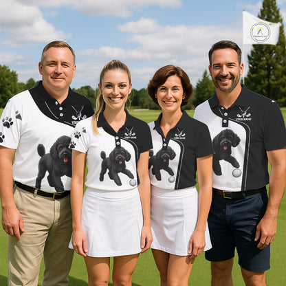 Funny Mens Golf Polo Shirt Black & White Pattern Golf Team Shirt Custom Golf Clubs, Dog Lover Gift NHN0066