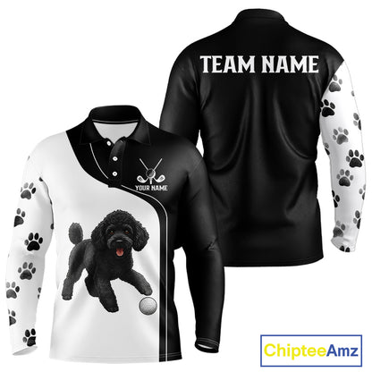 Funny Long Sleeve Golf Polo Shirt Black & White Pattern Golf Team Shirt Custom Golf Clubs, Dog Lover Gift NHN0066