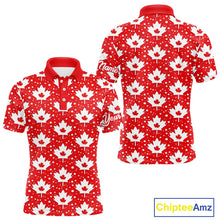 Load image into Gallery viewer, Red Maple Leaves Pattern Canadian Mens Golf Polo Shirts Custom Patriotic Golf Shirts For Men NHN0207