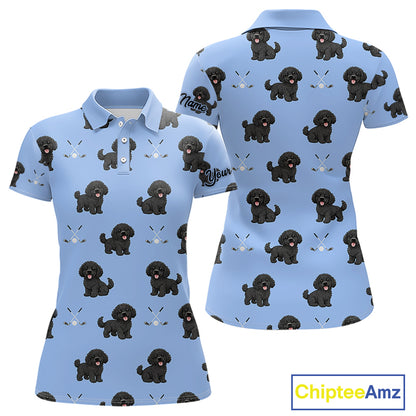 Womens Golf Polo Shirt Custom Funny Poodle Pattern Team Ladies Golf Tops, Dog Lover Gift NHN0208