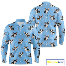 Load image into Gallery viewer, Long Sleeve Golf Polo Shirt Custom Funny Chihuahua Blue Pattern Team Mens Golf Top, Dog Lover Gift NHN0211