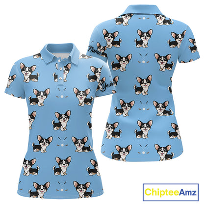 Womens Golf Polo Shirt Custom Funny Chihuahua Pattern Team Ladies Golf Tops, Dog Lover Gift NHN0211