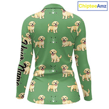 Load image into Gallery viewer, Womens Long Sleeve Golf Polo Shirt Custom Funny Labrador Retriever Team Ladies Golf Top, Dog Lover Gift NHN0215