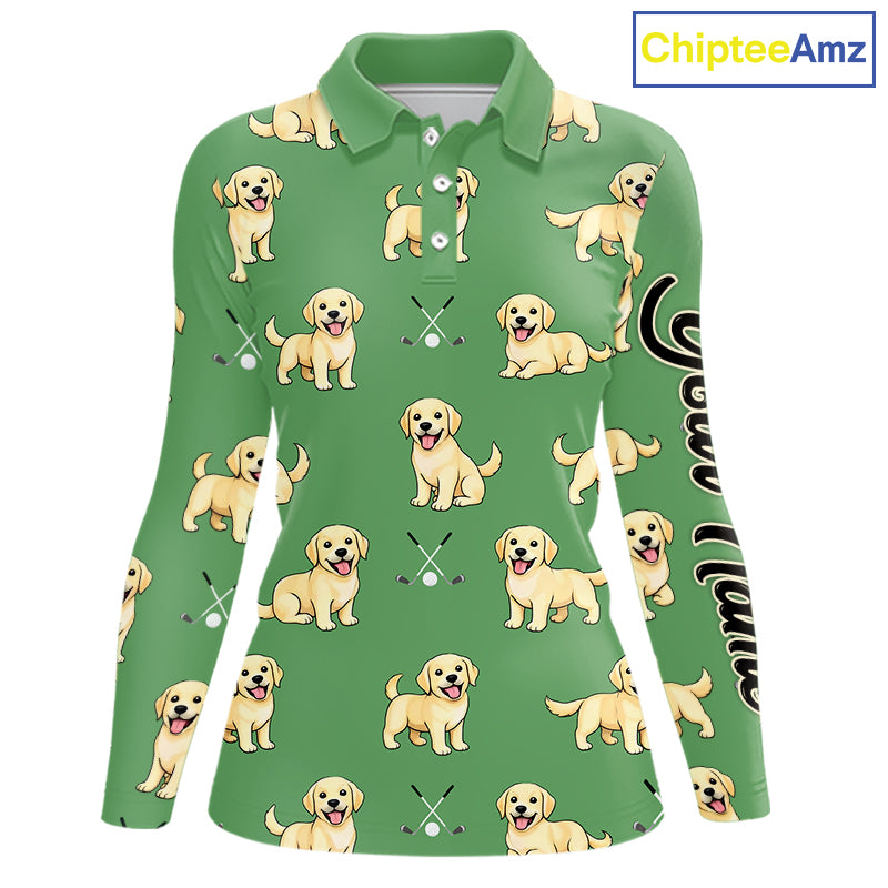 Womens Long Sleeve Golf Polo Shirt Custom Funny Labrador Retriever Team Ladies Golf Top, Dog Lover Gift NHN0215